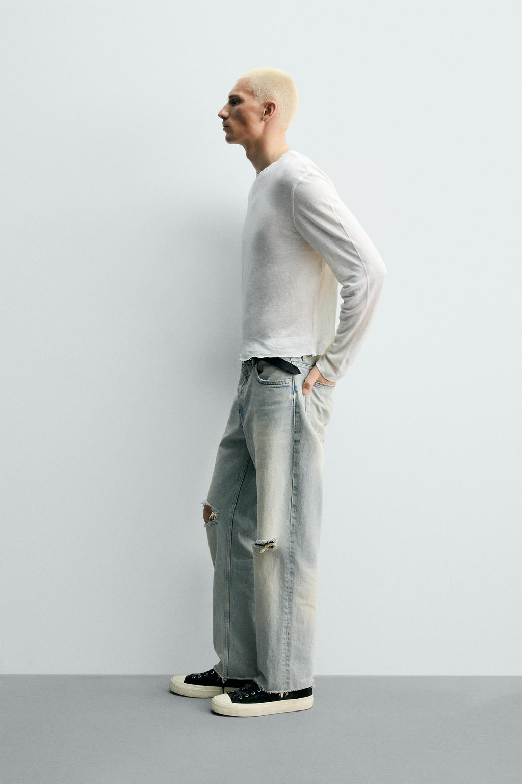 JEANS STRAIGHT CROPPED FIT / Azul claro - Zara фото 4