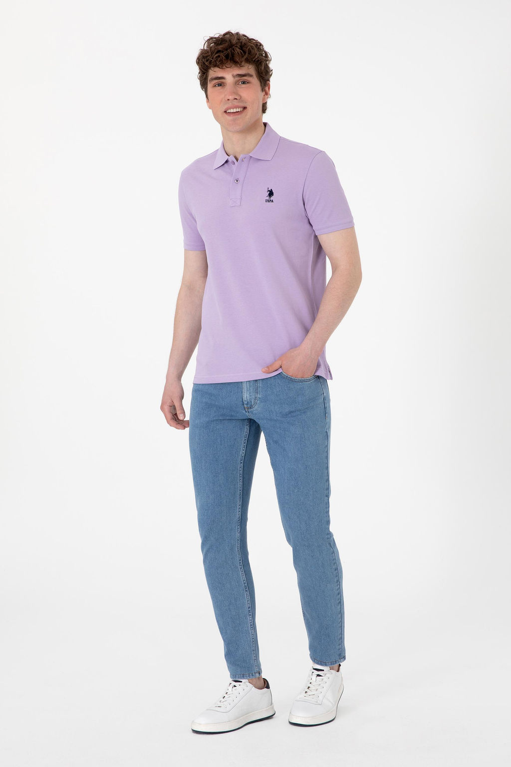 Erkek Slim Fit Polo Yaka Lila Basic Ti__rt Sepette S_rpriz _ndirim - U.s. polo assn фото 4