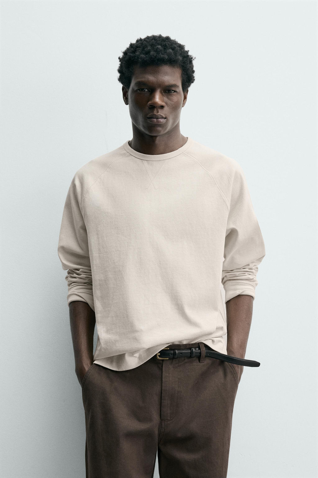 CAMISETA HEAVYWEIGHT CREWNECK / Beige claro - Zara фото 2