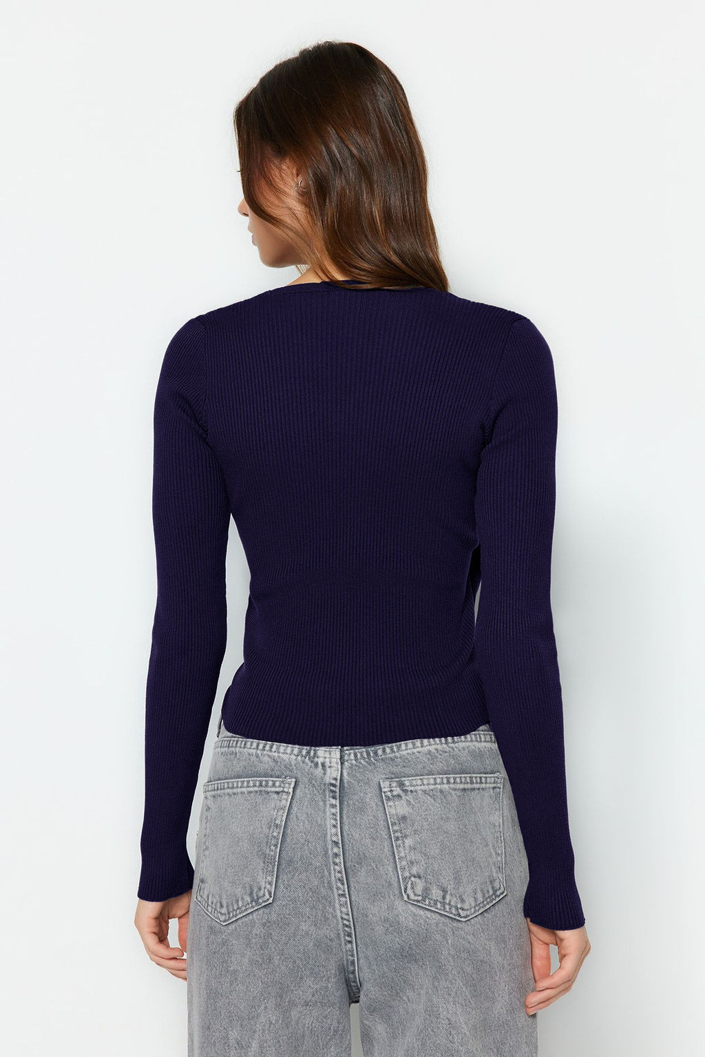 Ekru Kruvaze Buzgu Detayl? Triko Kazak TWOAW23KZ00828 - Trendyolmilla фото 15