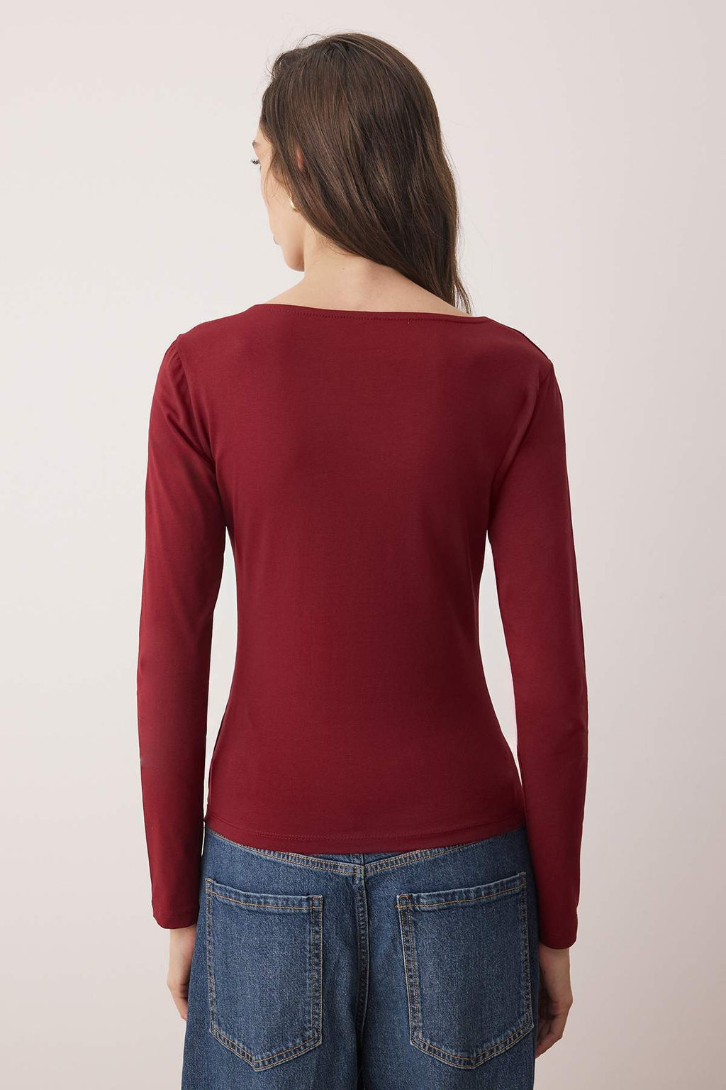 Tas-Bordo Ikili Paket Kay?k Yaka Fitted/Vucuda Oturan Orme Bluz TWOAW25BZ00062