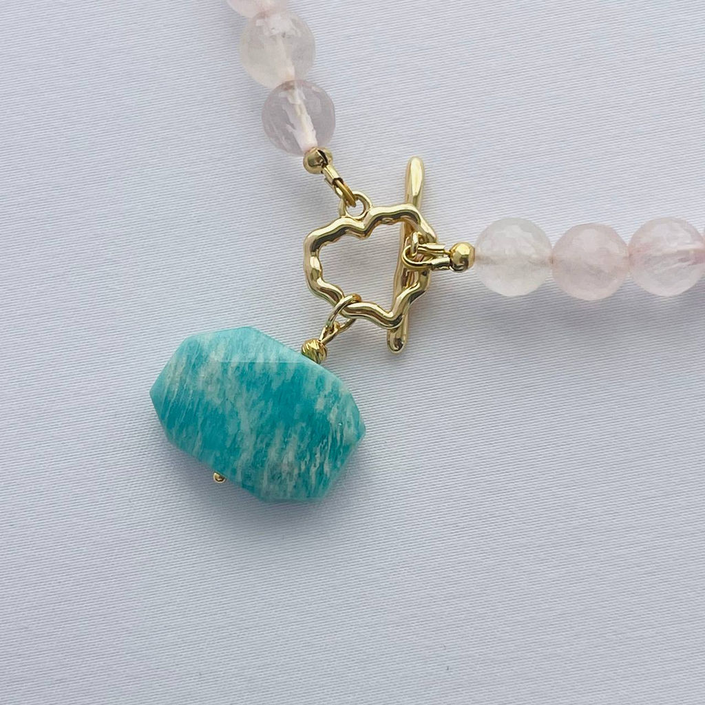 Колье из Амазонита и Розового кварца