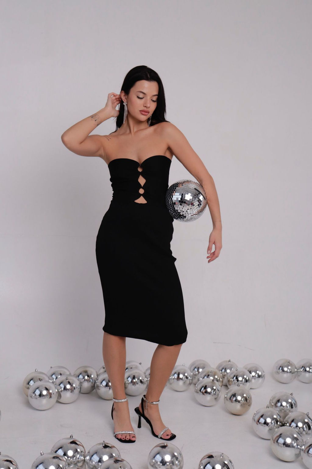 Платье-бандо вечернее чёрное - Martichelli фото 8