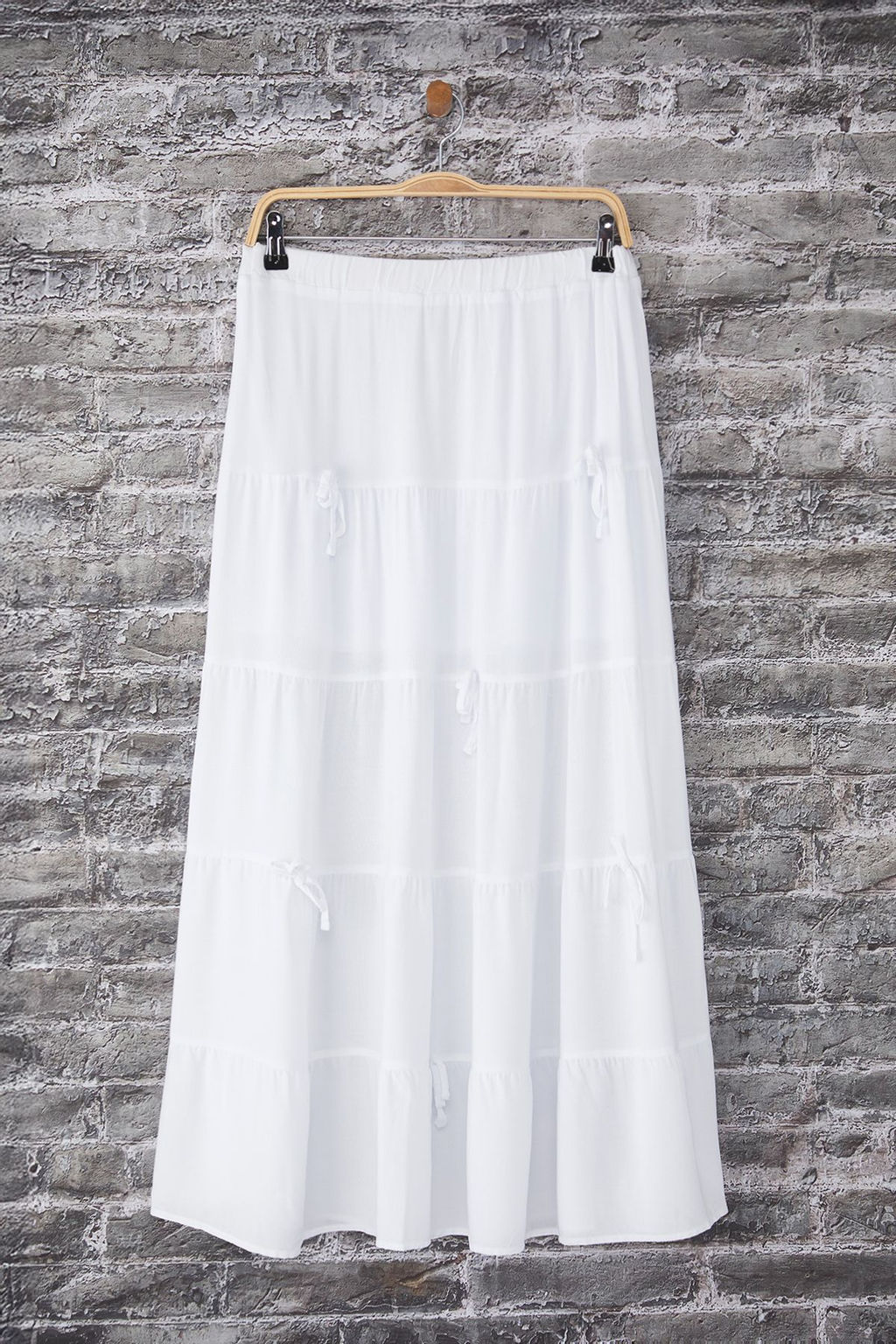 Trendyolmilla Beyaz Fiyonk Detayl? A -line Kal?p Volanl? Maxi Boy Etek TWOSS25ET00090  фото 5