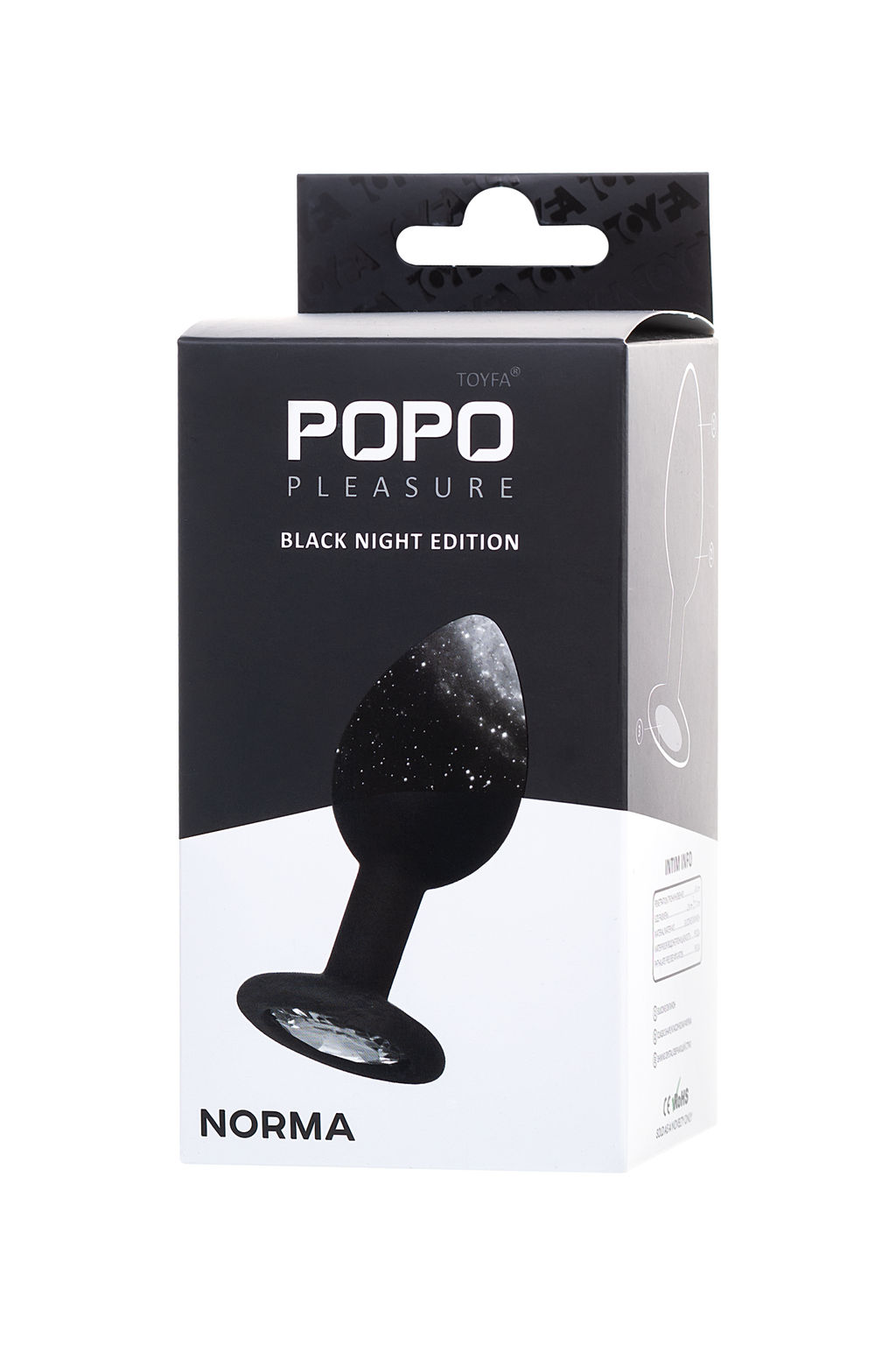 Анальная втулка POPO Pleasure by TOYFA со стразом S, силикон, черная, 7,2 см, 2,8 см, 25 г  фото 5