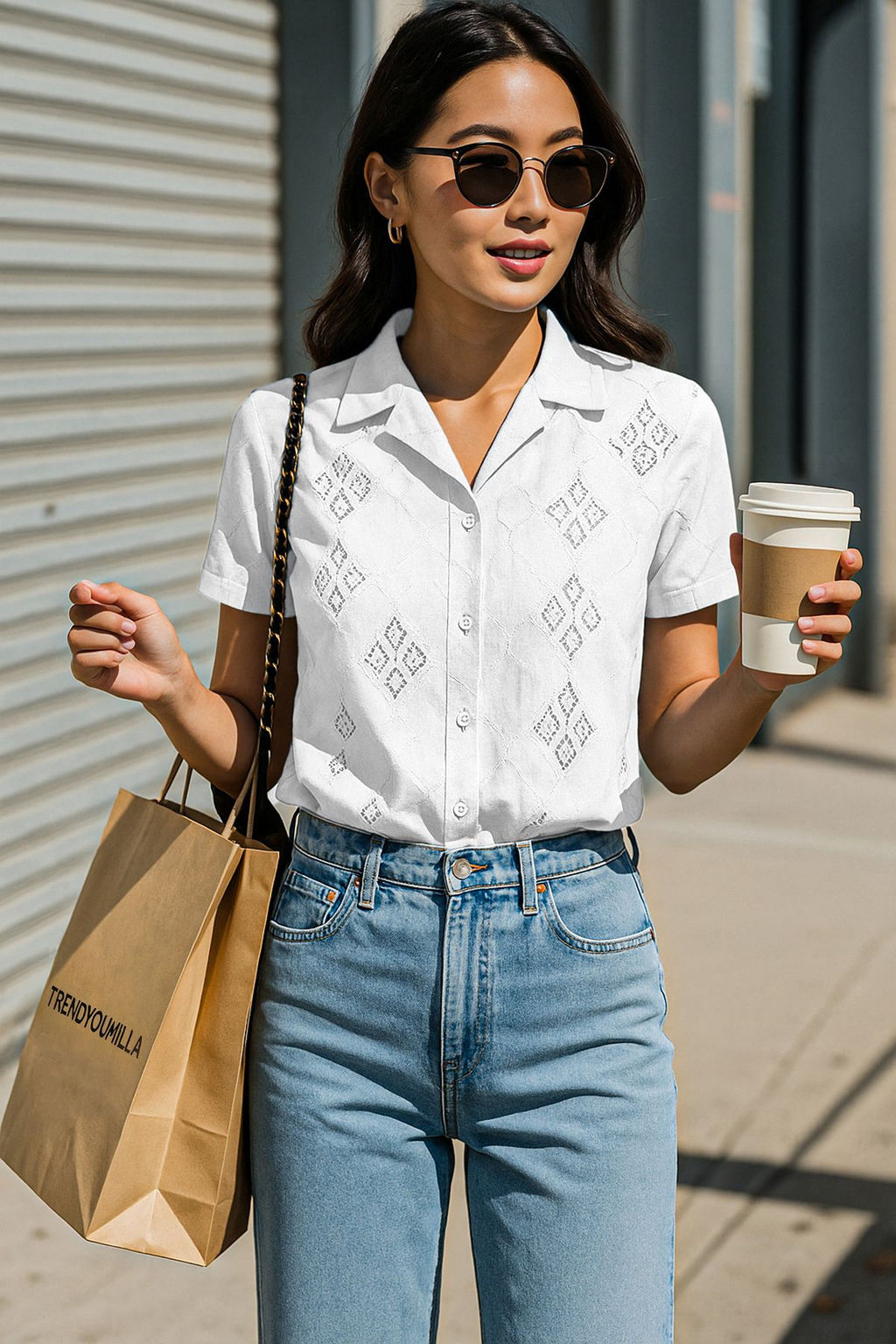 TRENDYOLMILLA Beyaz Nak?sl? Brode Kumas Regular Normal Kal?p Dokuma Crop Gomlek TWOSS25GO00087 фото 13