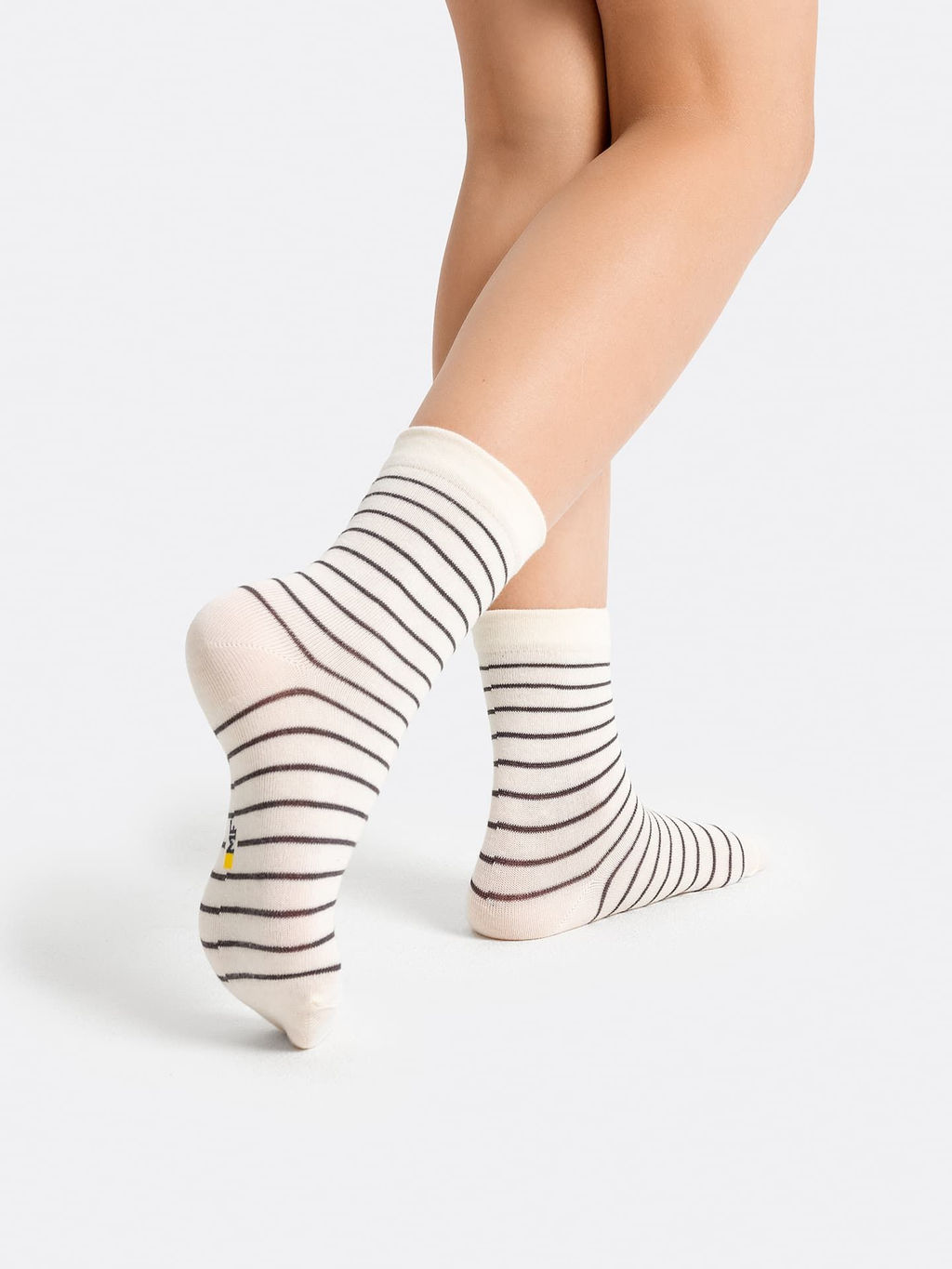Цена за 5 пар! Носки детские бежевые с узкой поперечной полоской - Mark formelle фото 4