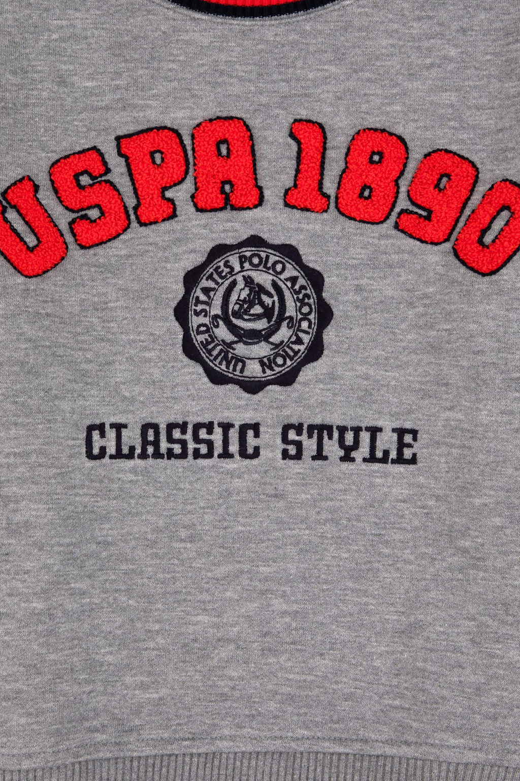 Erkek _ocuk Gri Melanj Bisiklet Yaka Sweatshirt - U.s. polo assn фото 3