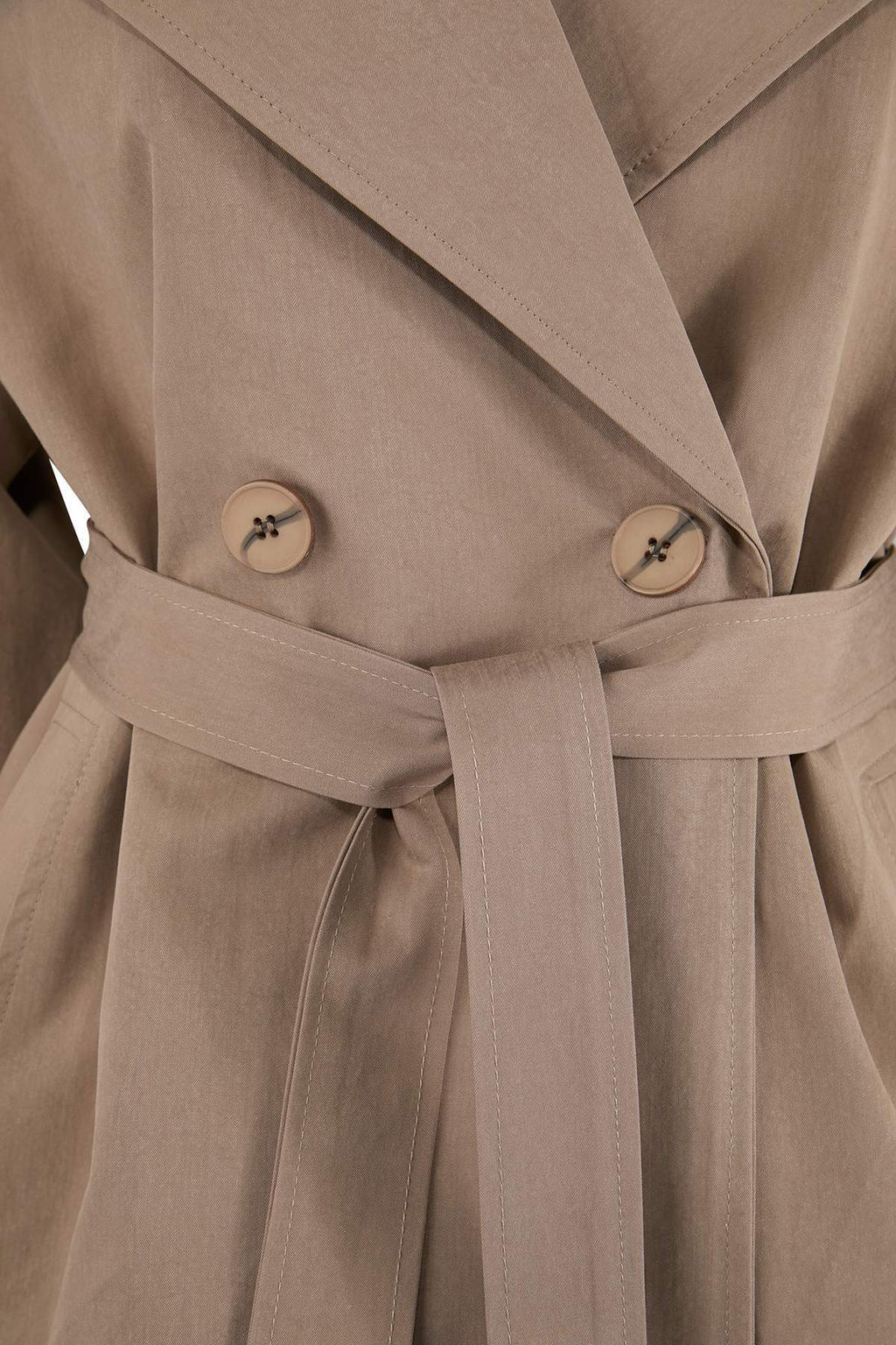 Vizon Yumusak Tuseli Kemerli Oversize Kruvaze Kapama Midi Trenckot TWOSS26TR00007 - Trendyolmilla фото 15