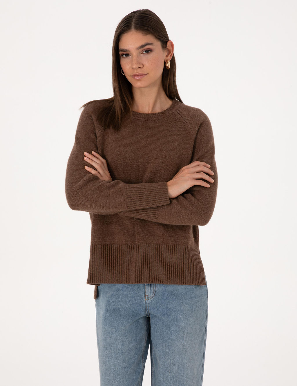 Kahverengi Comfort Fit Y_n Kar___ml_ Kazak - Pierre cardin фото 3