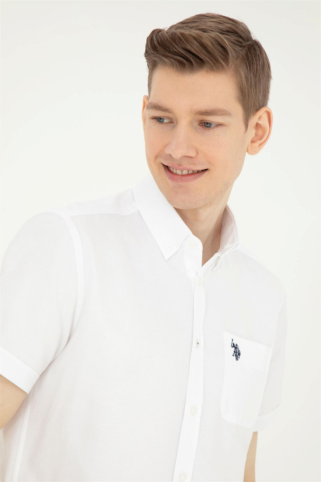 Мужская белая рубашка с коротким рукавом Неожиданная скидка в корзине - U.s. polo assn фото 2