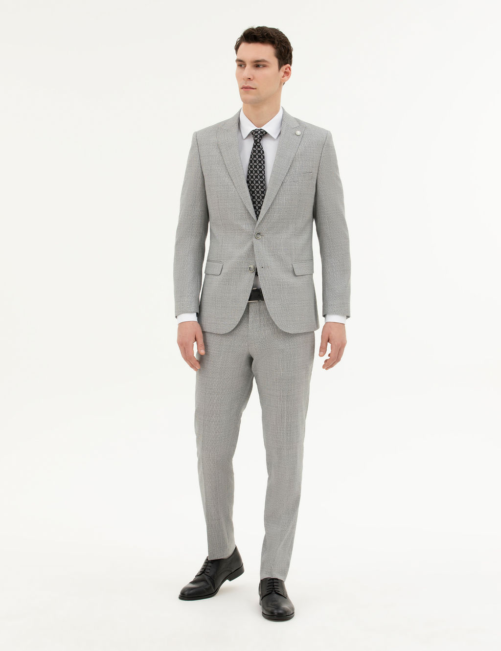 A__k Gri Extra Slim Fit Y_n Tak_m Elbise