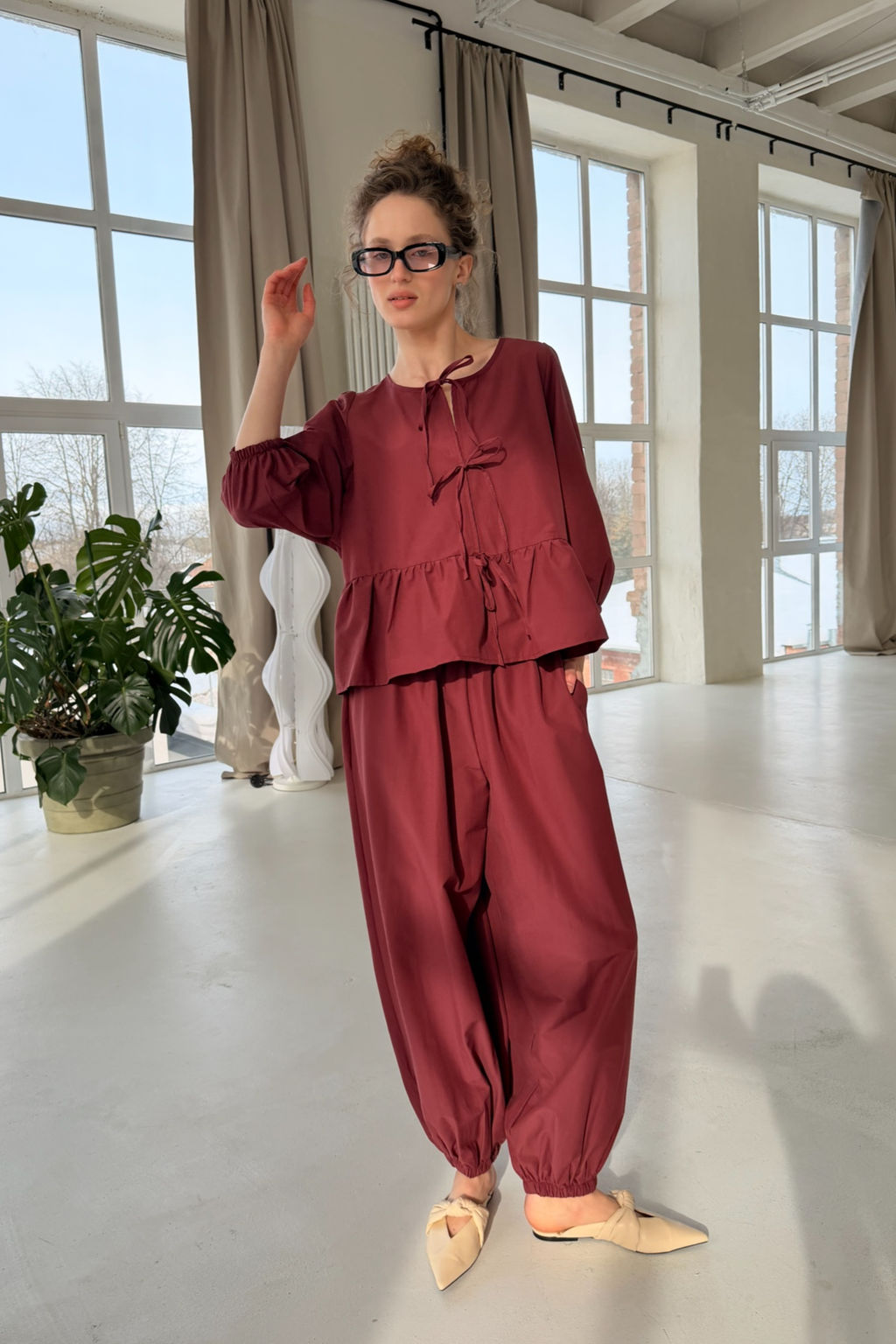 Блузка NATURE093/05/Винный - M&G all natural фото 5