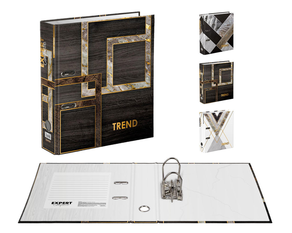 Expert Complete Регистратор ламинир. Wood&Stone 75 мм 10 шт. Trend A4 арочный механ. глянцевый венге EC752703