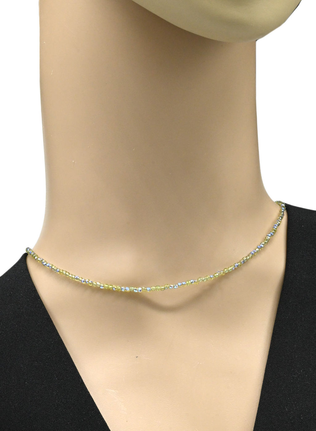 Чокер из циркона шарик гр.2мм цв.оливковый, 38см