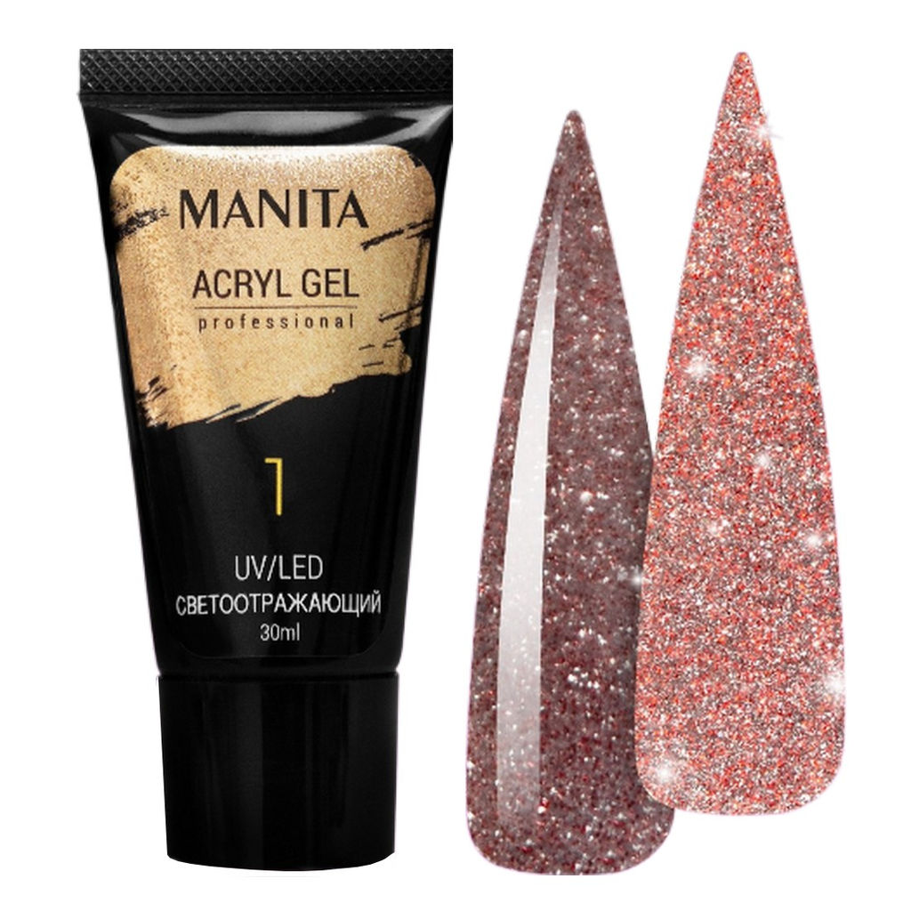 Manita Professional Акриловый гель для ногтей светоотражающий №01, 30 мл MP110126  фото 4