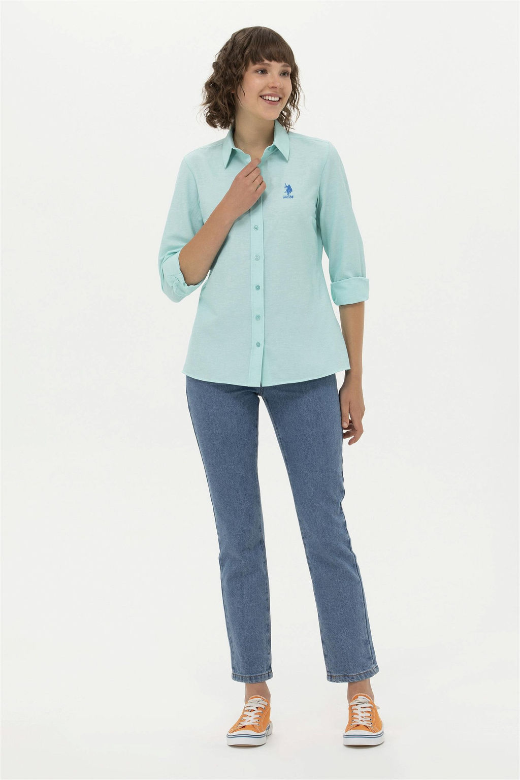 U. S. Polo Assn Женская мятная базовая рубашка с длинным рукавом - U.s. polo assn фото 11