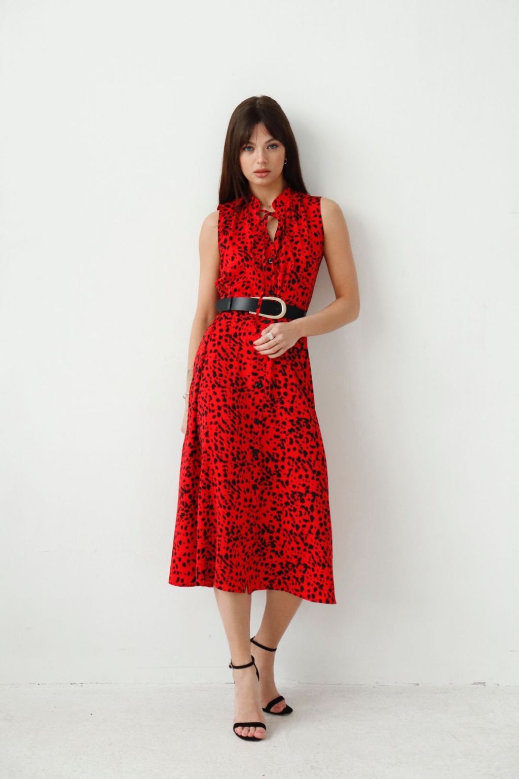 9242 Платье, как из к/ф Красотка, красное с пятнышками - Martichelli фото 9