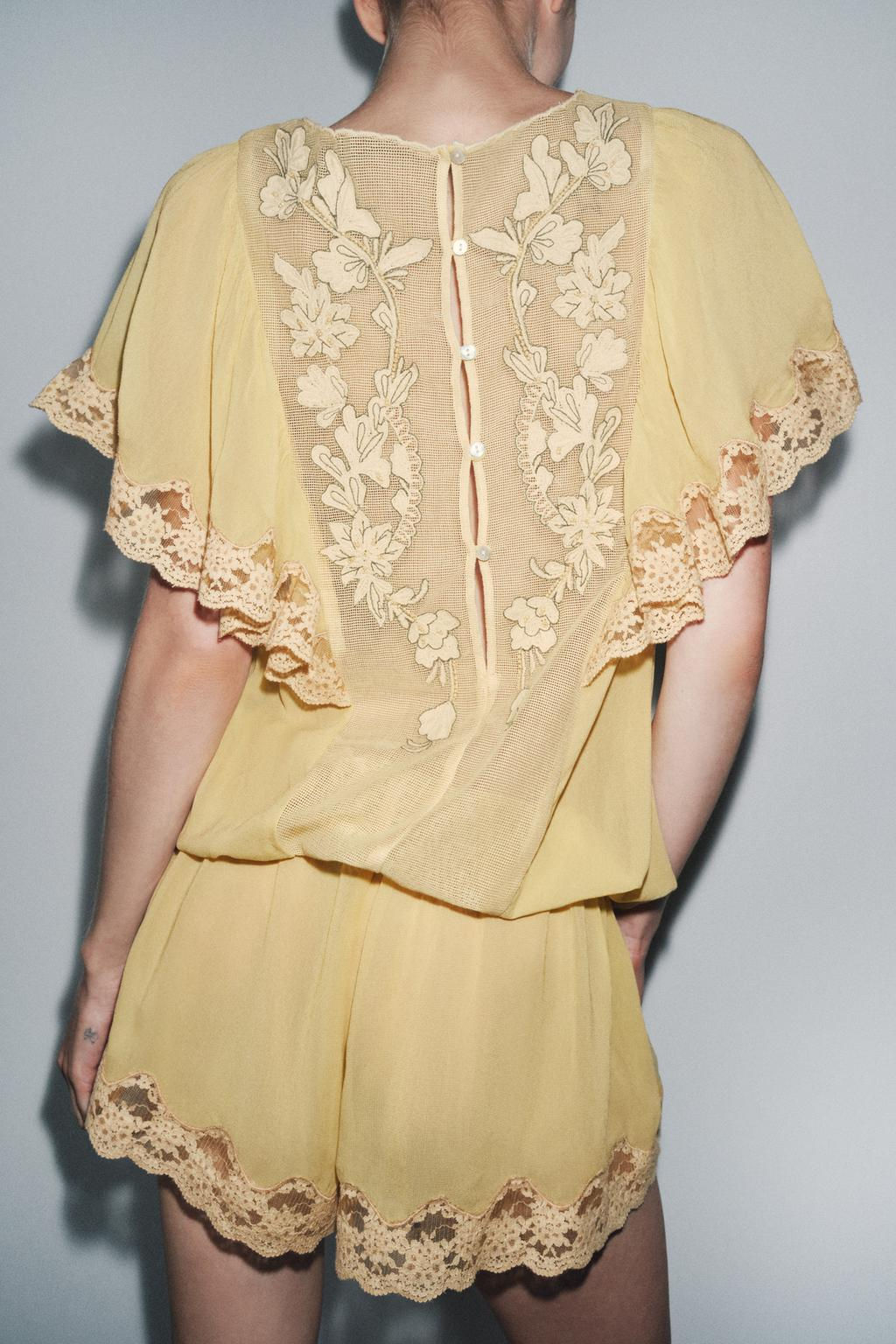 TULLE JUMPSUIT WITH EMBROIDERY AND BEADS - Zara фото 4