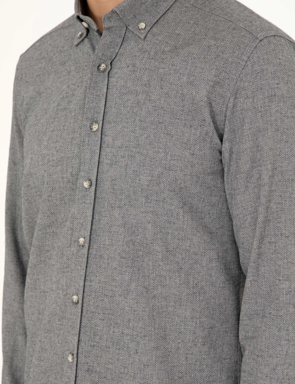 Gri Slim Fit Uzun Kollu G_mlek