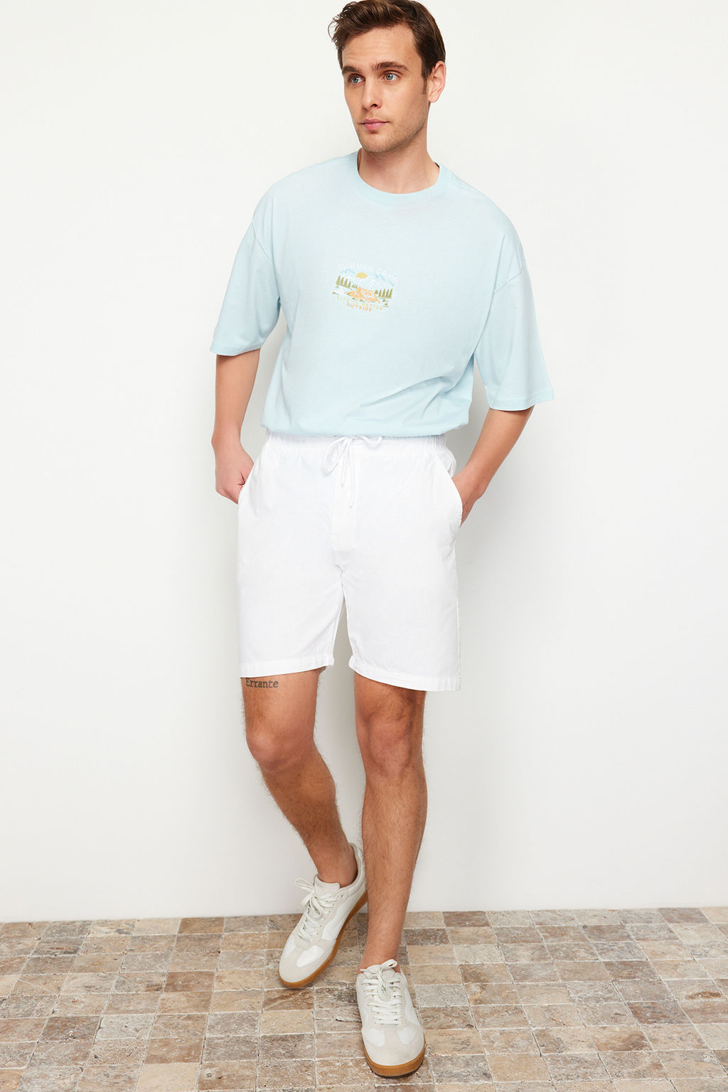 TRENDYOL MAN Haki Loose Fit Pamuklu Bagc?kl? Sort TMNSS23SR00056 - Trendyolmilla фото 5