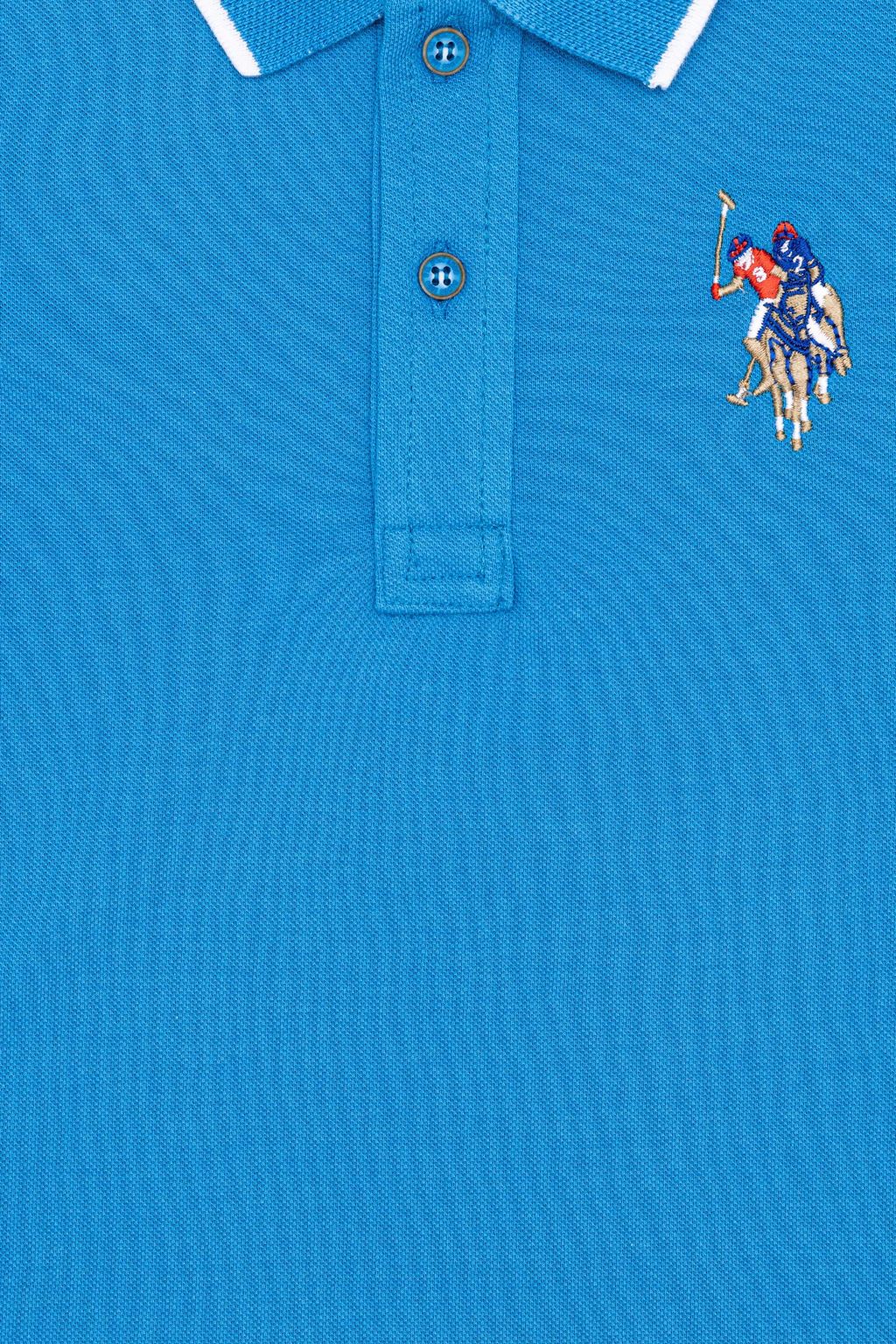 Кобальтовая футболка с воротником поло для мальчиков Basic - U.s. polo assn фото 3
