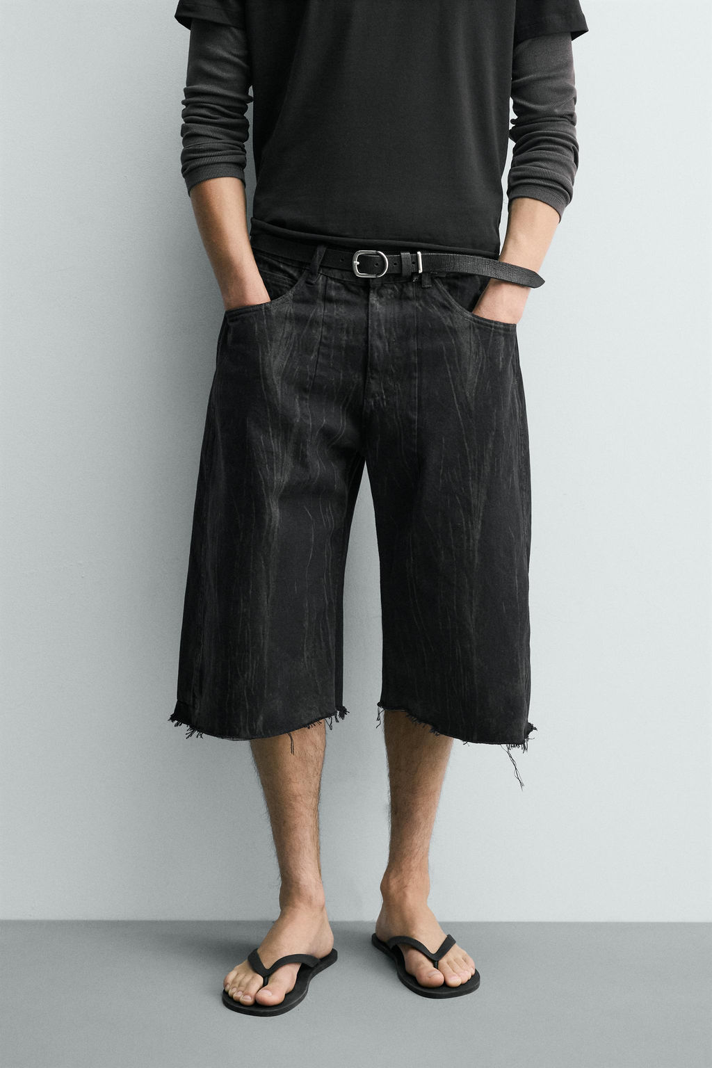 JORTS DENIM ESTAMPADO LAVADO / Negro - Zara фото 2