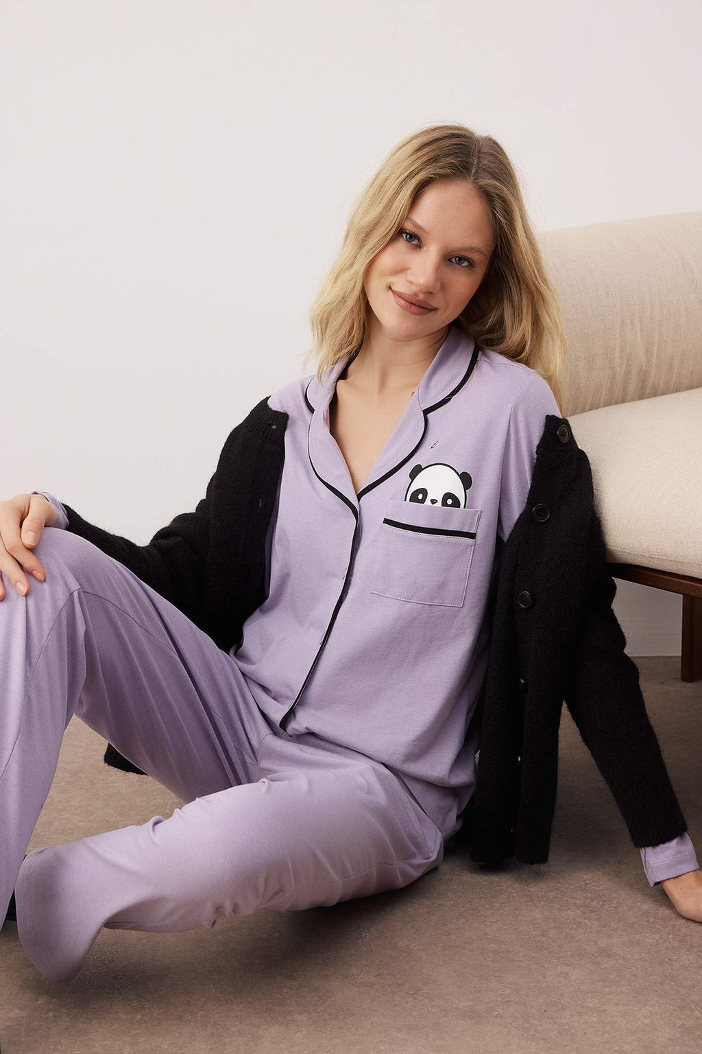 Trendyolmilla Lila Pamuklu Panda Bask?l? Orme Pijama Tak?m? THMAW21PT0245  фото 37
