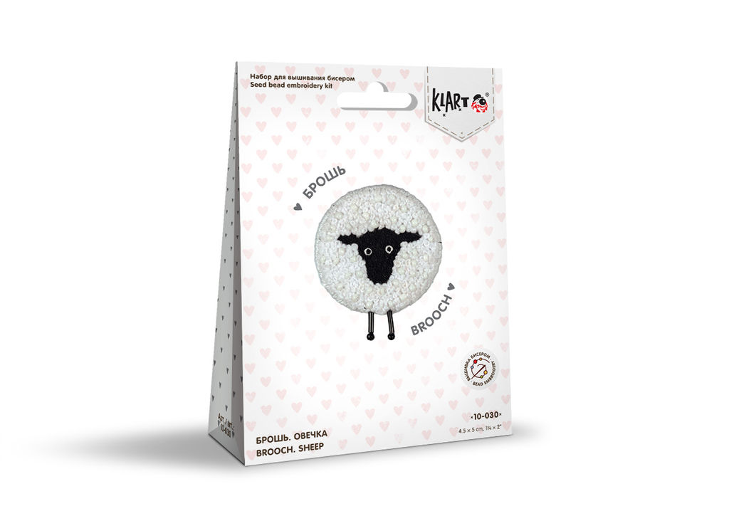 Klart набор для вышивания 10-030 Брошь. Овечка 5 х 4.5 см