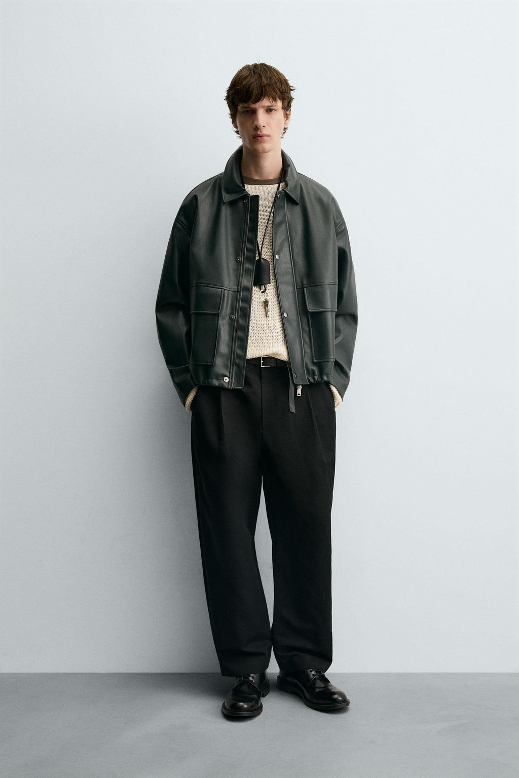 FAUX LEATHER JACKET WITH POCKETS