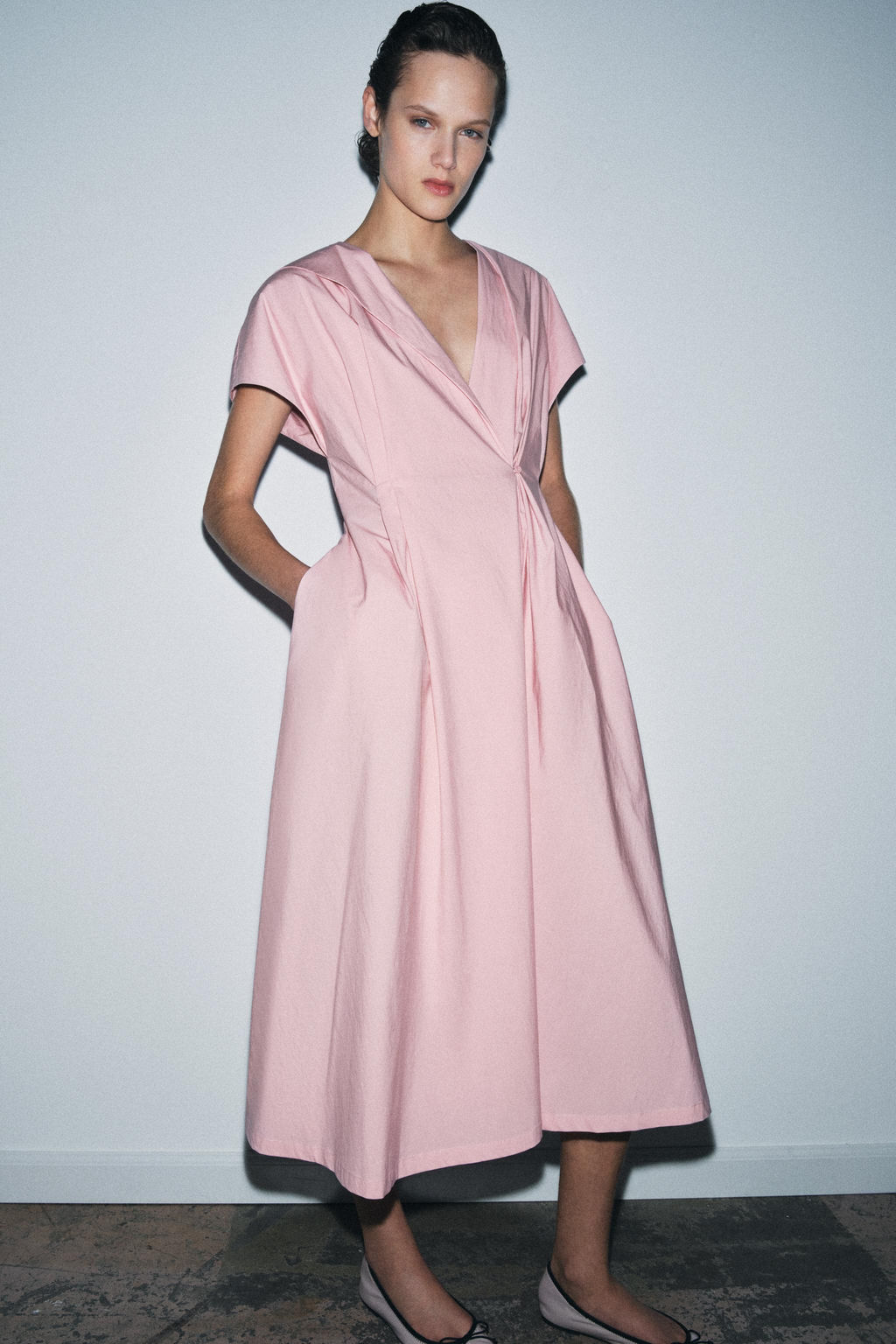 ZW COLLECTION POPLIN DRESS WITH PLEATS - Zara фото 11