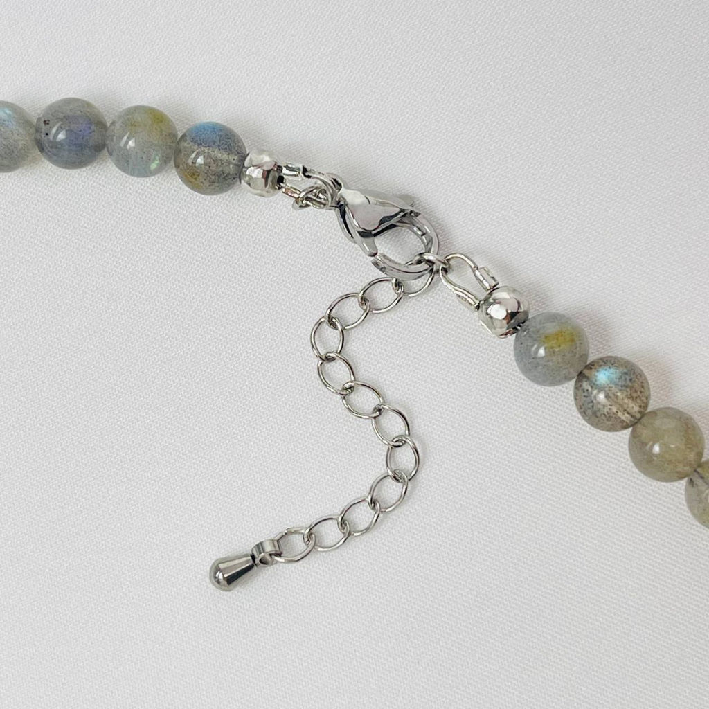 Бусы из Лабрадора и Турмалина микс с кулоном 43 см +