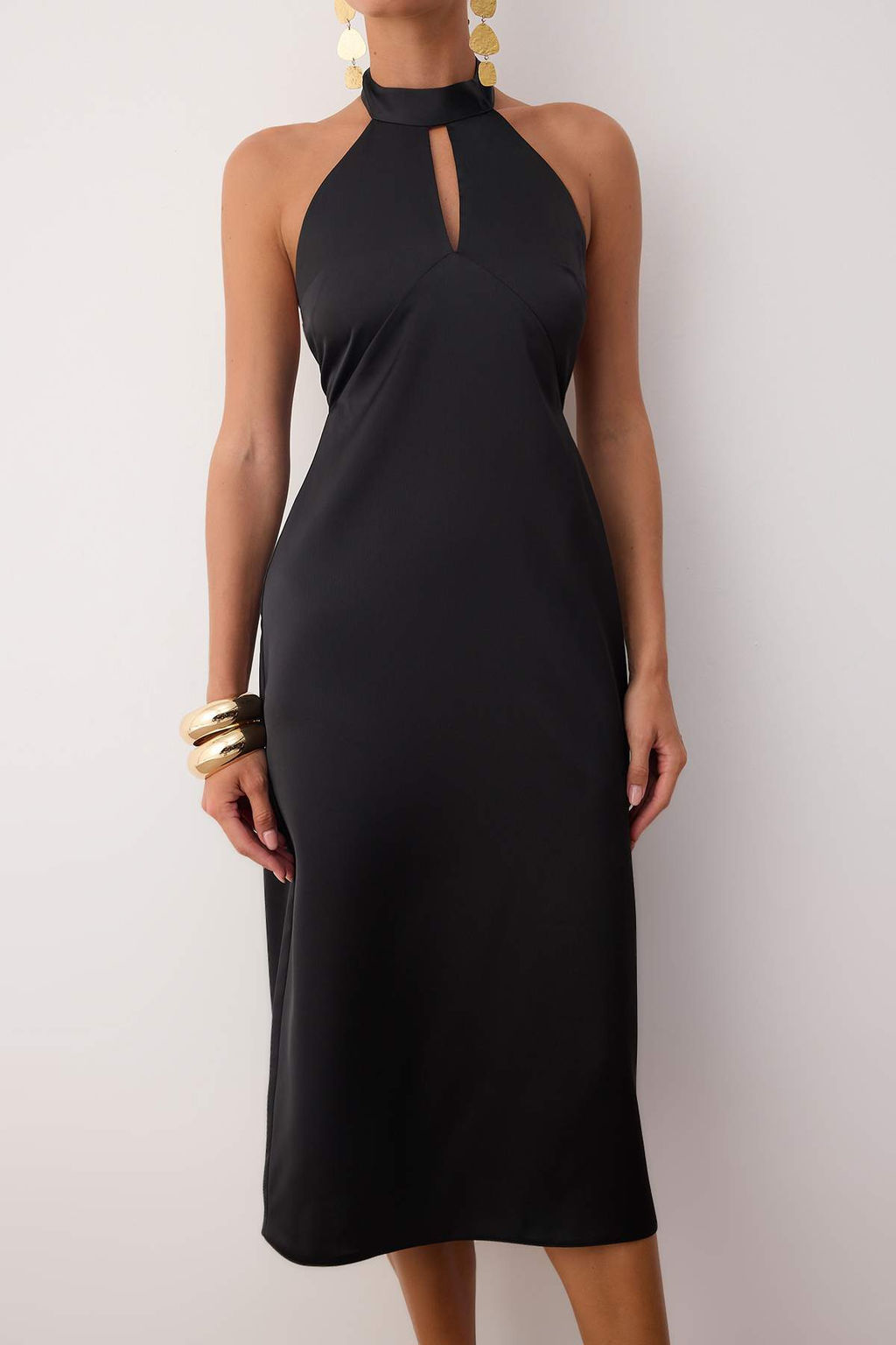 Siyah Saten Midi S?k Abiye Gece Mezuniyet Elbisesi TPRAW26EL00015 - Trendyolmilla фото 5