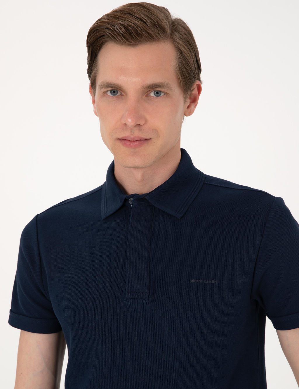 Lacivert Slim Fit %100 Pamuk K_vr_lmaz Amerikan Pike Polo Yaka Basic Ti__rt - Pierre cardin фото 2