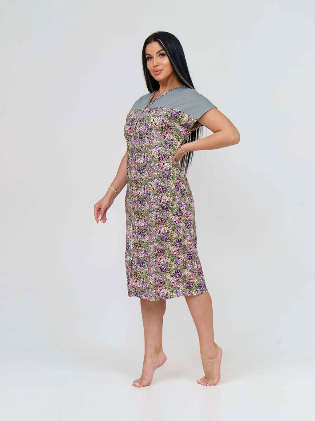 Халат женский, цвет зеленый розовый фиолетовый оранжевый - Барболета фото 5