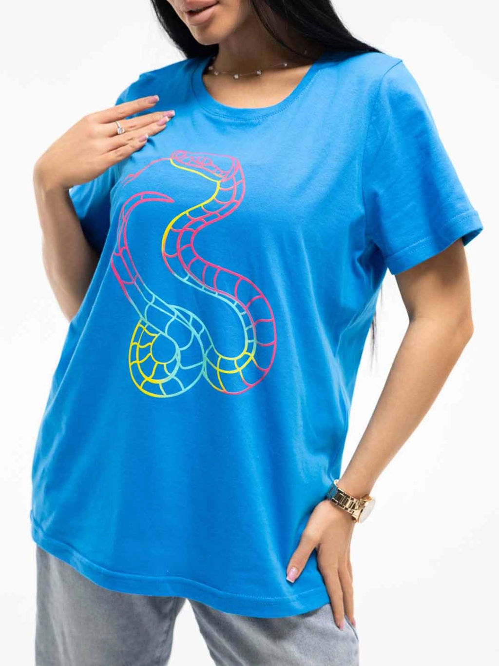Футболка женская, цвет голубой