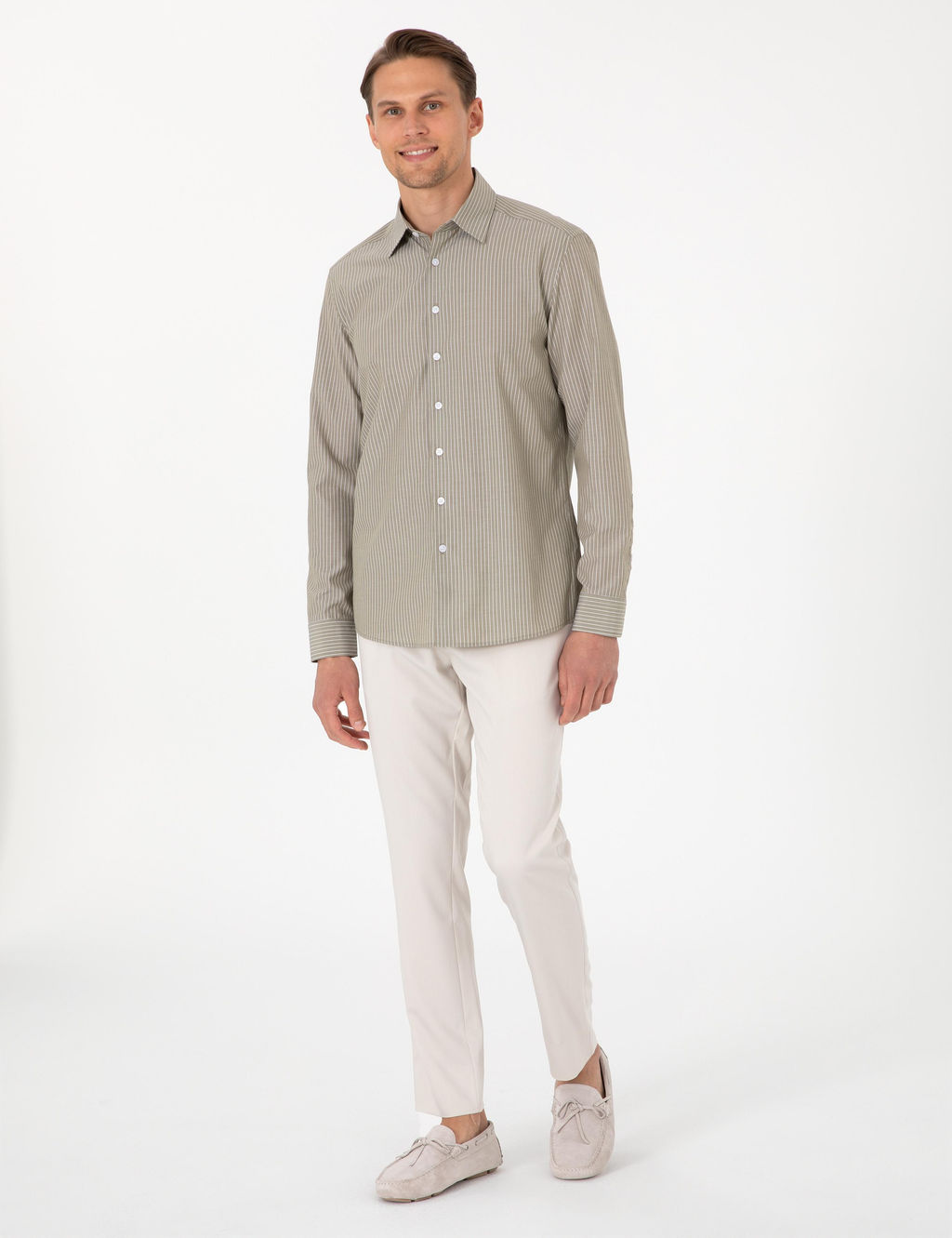 Haki Slim Fit _izgili Uzun Kollu G_mlek - Pierre cardin фото 4