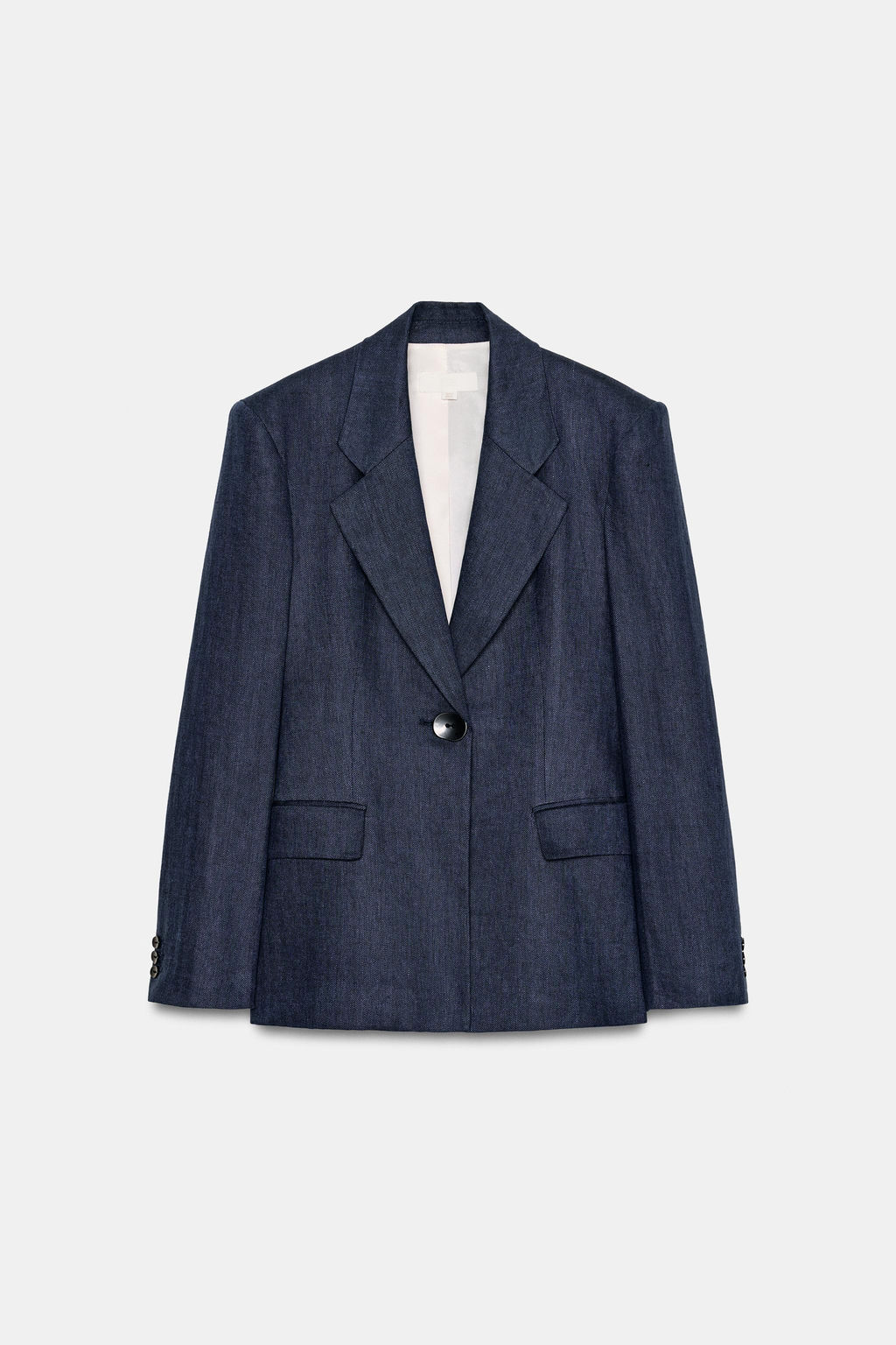 BLAZER ENTALLADA ESPIGA LINO 100% / ?ndigo - Zara фото 7