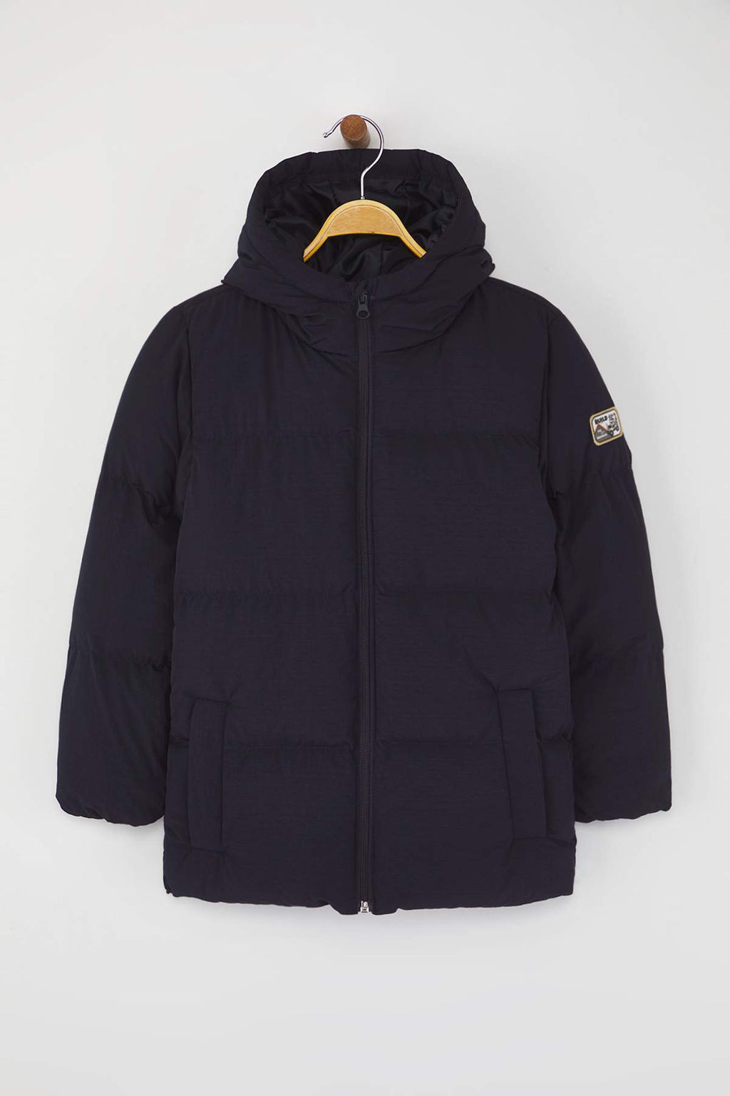 Lacivert Duz/Basic Kal?n Kapusonlu Regular Unisex Cocuk Mont TKDAW26MO00014 - Trendyolmilla фото 2