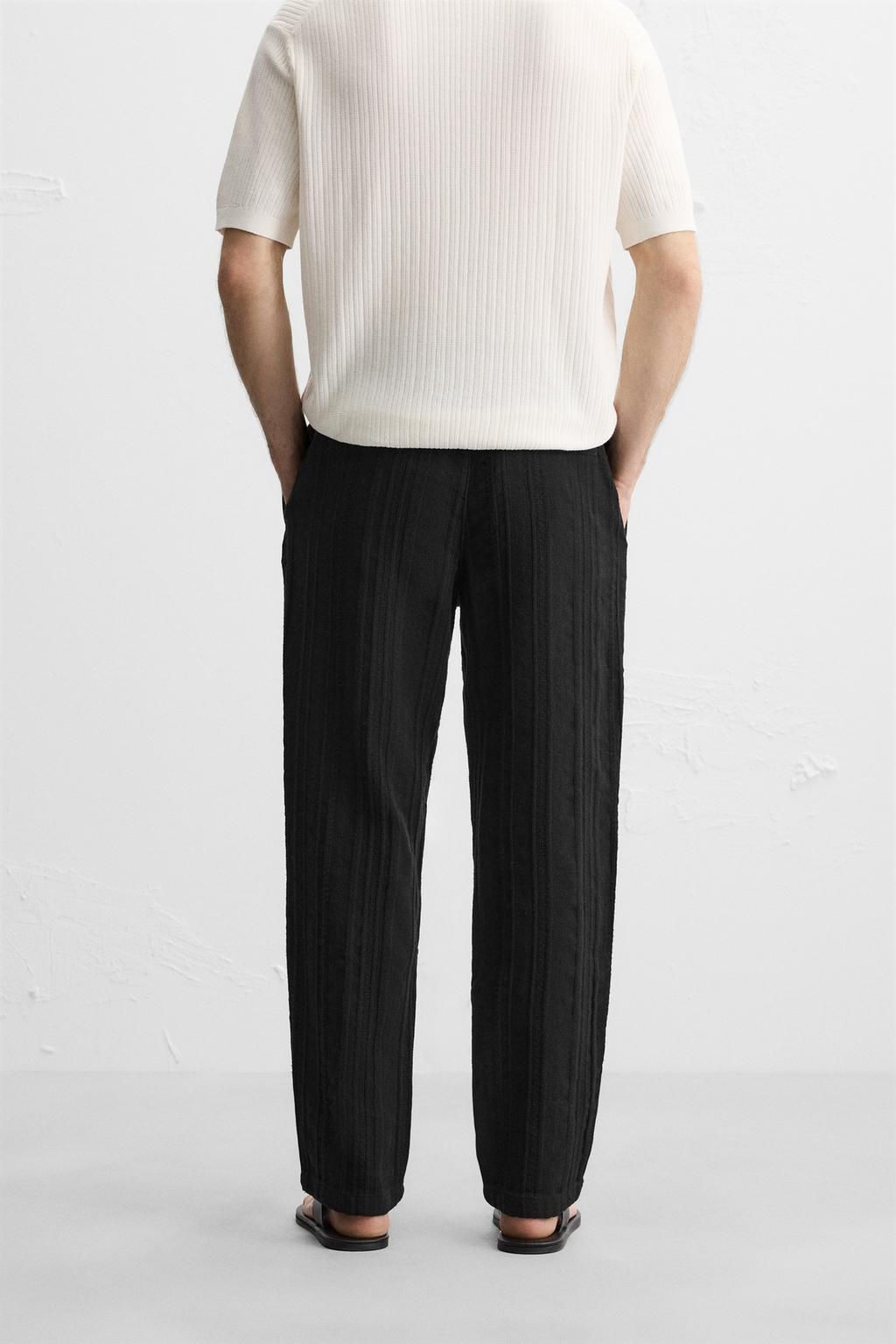 RELAXED FIT TEXTURED TROUSERS - Zara фото 5