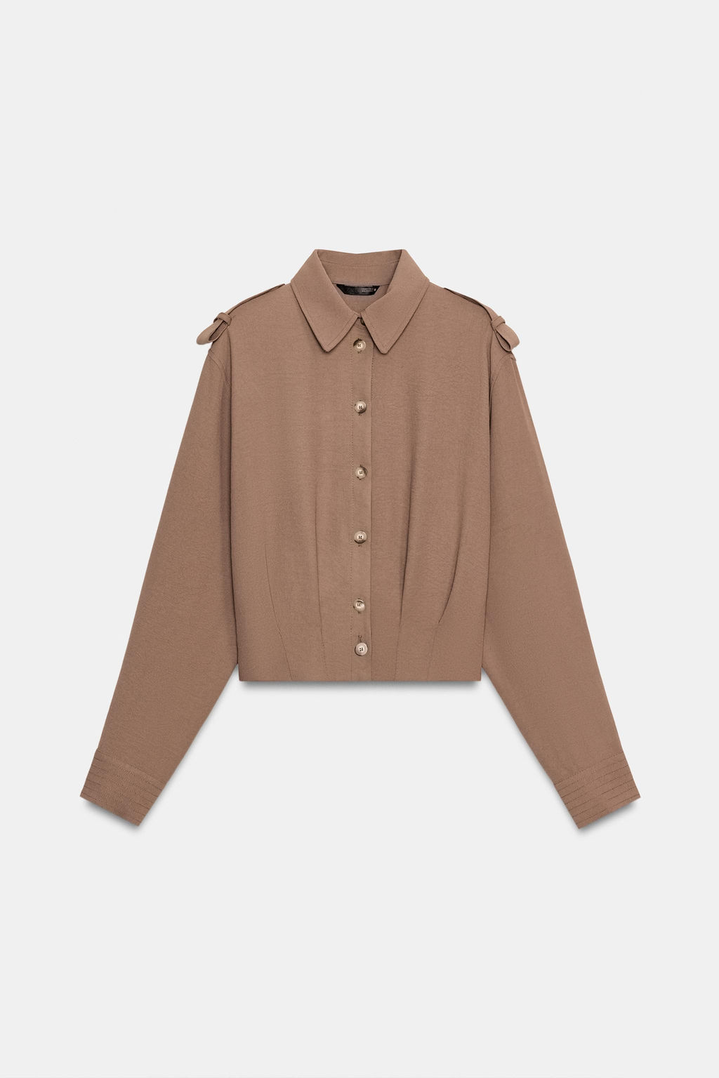 CAMISA CORTA TRABILLAS / Tostado - Zara фото 6