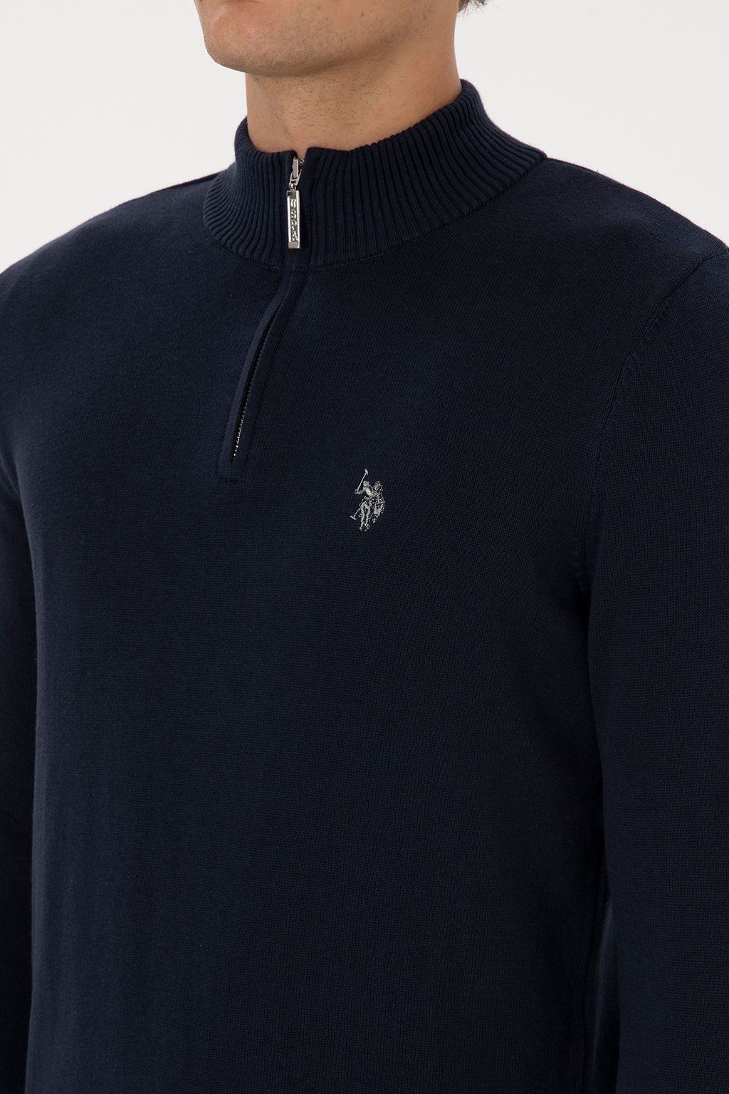 Erkek Slim Fit Yar_m Fermuarl_ Lacivert Basic Kazak - U.s. polo assn фото 13