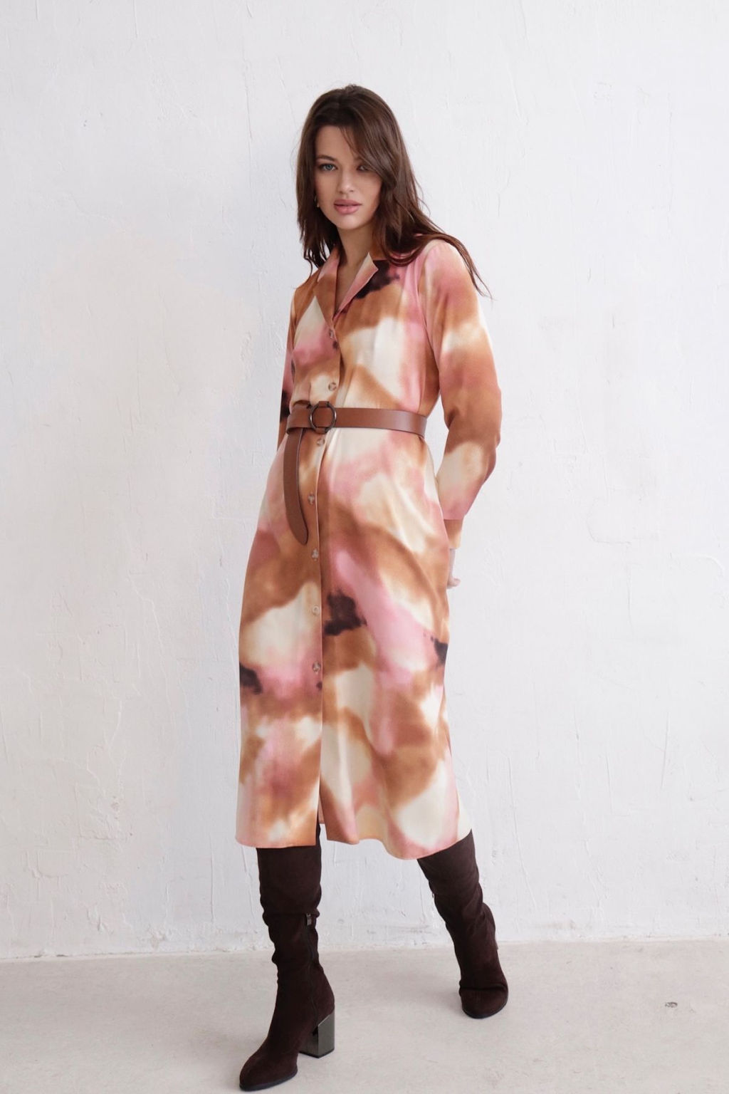 Платье-рубашка с английским воротником принт - Martichelli фото 265