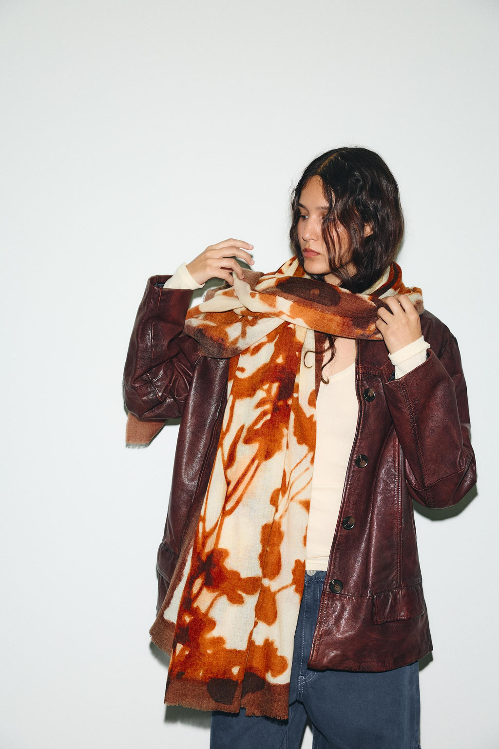 FLORAL PRINT WOOL-BLEND SCARF - Zara фото 3