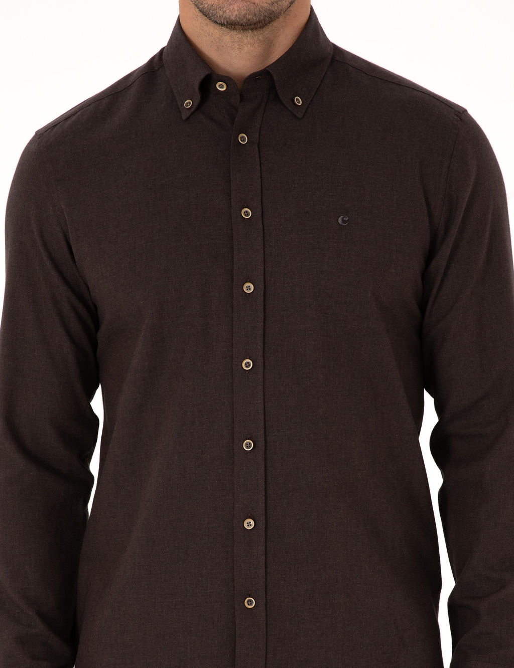 Koyu Kahverengi Slim Fit %100 Pamuk Yakas_ D__meli Flanel G_mlek - Cacharel фото 6