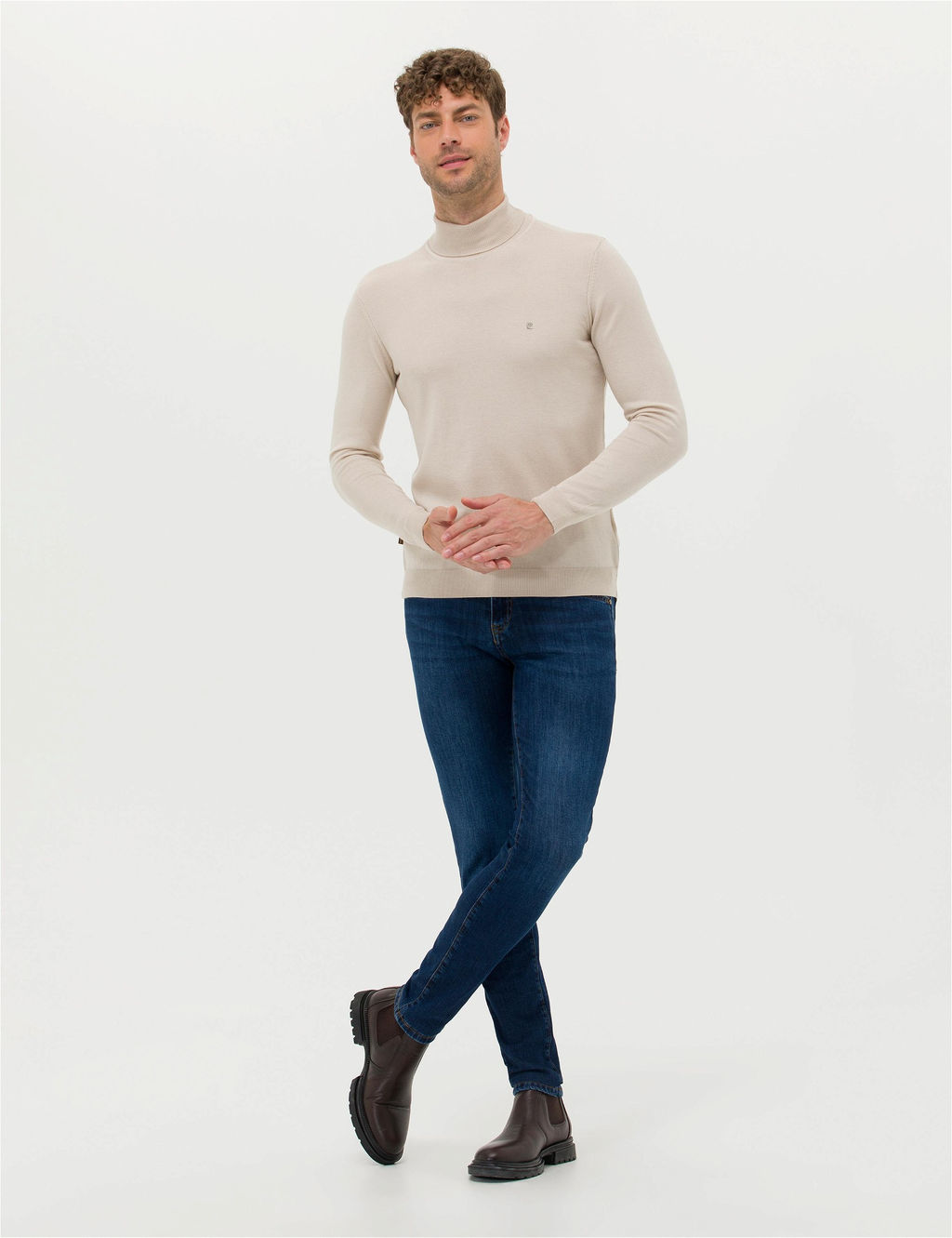 Kum Melanj Slim Fit Bal_k__ Yaka Basic Triko Kazak