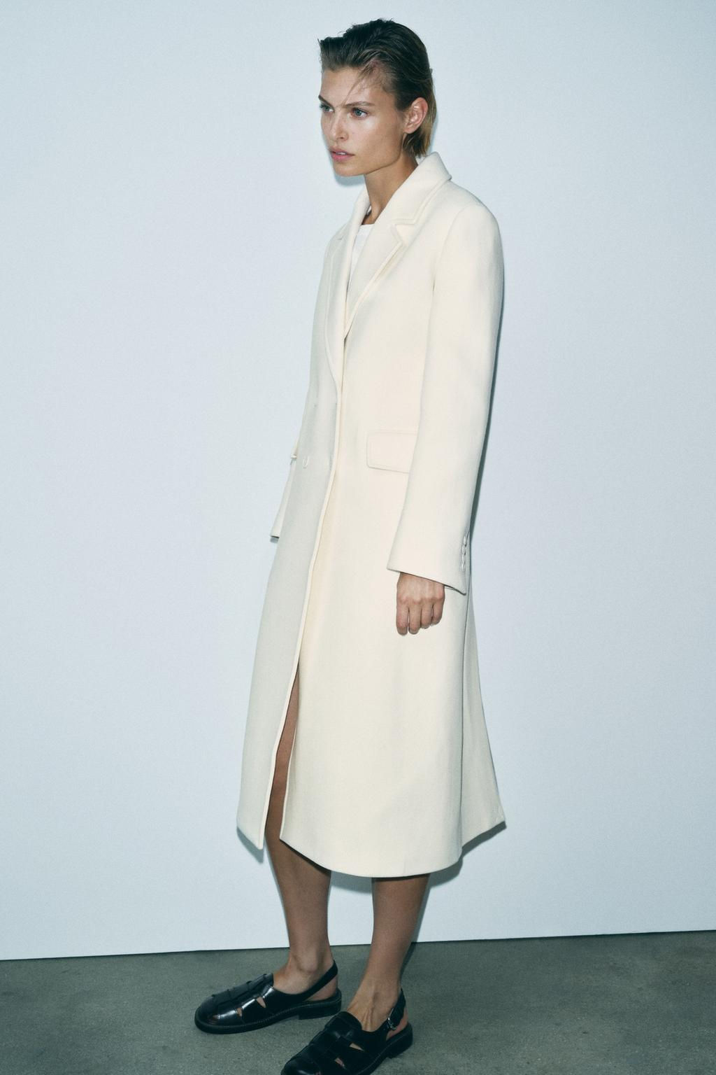 ZW COLLECTION DOUBLE-BREASTED WOOL BLEND COAT - Zara фото 4