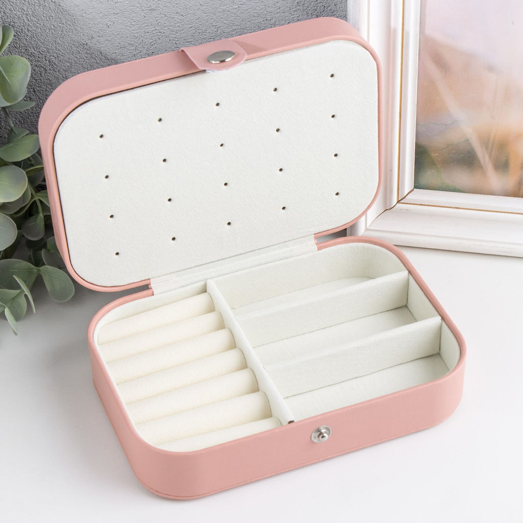 Шкатулка кожзам для украшений Матовая гладь розовая пудра 16х11х5 см - Simaland фото 3