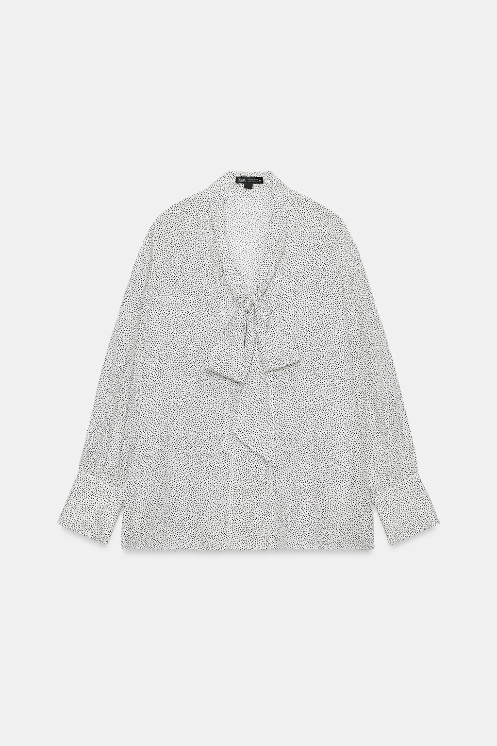 CAMISA LAZADA LUNARES ZW COLLECTION / Crudo / Negro - Zara фото 6