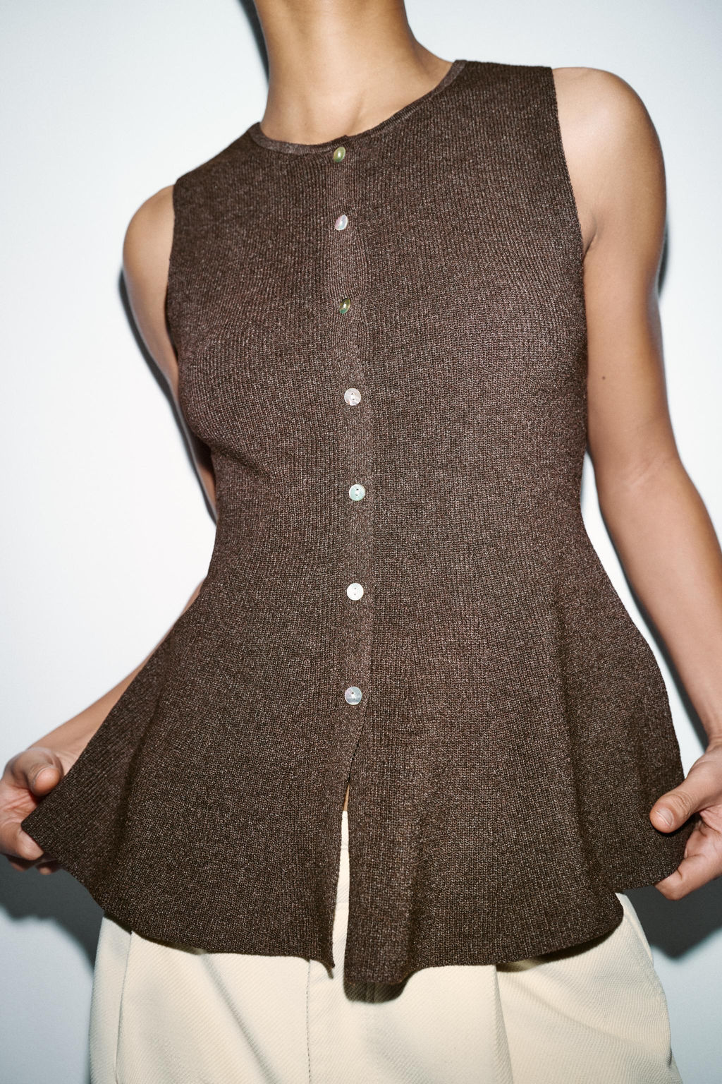RIB PEPLUM BUTTON TOP - Zara фото 13